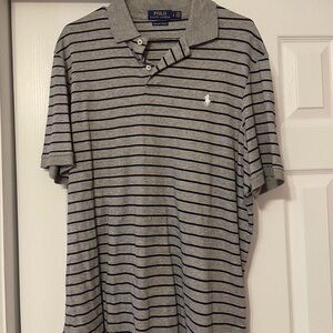 Ralph Lauren Men's Polo Shirt in Gray and Black Stripes
